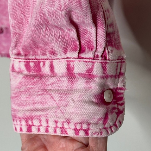 Frank & Eileen Eileen Pink Acid Wash Cotton Button Up Shirt XS - Picture 12 of 16